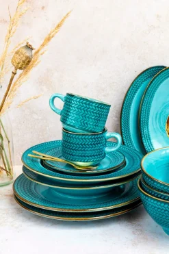 Die moderne Hausfrau Tafelservice, Porzellan Prospero Blau