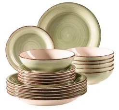 Die moderne Hausfrau Tafelservice, Steingut Lumaca Olivgrün