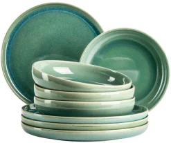 Die moderne Hausfrau Tafelservice, Steinzeug Elina Uno Grün