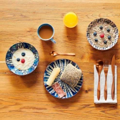 Die moderne Hausfrau Tafelservice, Steinzeug Iberico Blue 6 x Speiseteller, 6 x Suppenteller