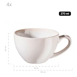 Die moderne Hausfrau Tassen-Set, Steinzeug Frozen Weiß