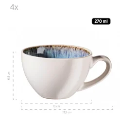 Die moderne Hausfrau Tassen-Set, Steinzeug Frozen Blau