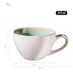 Die moderne Hausfrau Tassen-Set, Steinzeug Frozen Grün