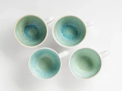 Die moderne Hausfrau Tassen-Set, Steinzeug Frozen Grün