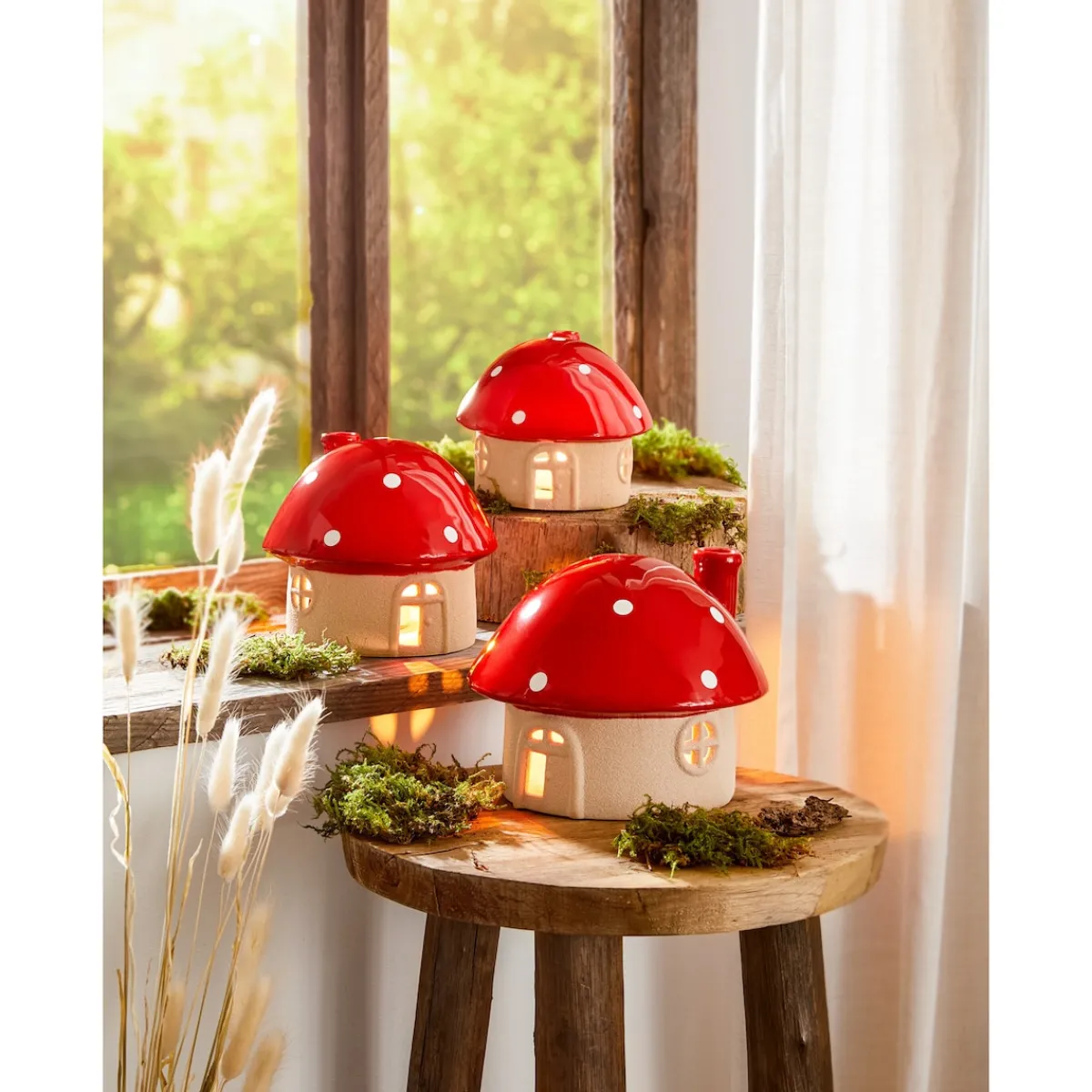 Die moderne Hausfrau Teelicht-Haus „Pilz“ groß (ØxH): 16,6x13,6 cm