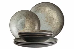 Die moderne Hausfrau Teller Set, Steinzeug Carellia Grau