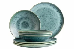 Die moderne Hausfrau Teller Set, Steinzeug Carellia Blau