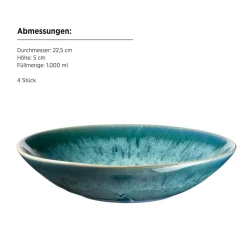 Die moderne Hausfrau Teller Set, Steinzeug Carellia Blau