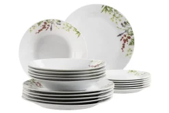 Die moderne Hausfrau Tellerset, Porzellan Herbal Garden 6 x Speiseteller, 6 x Suppenteller, 6 x Dessertteller