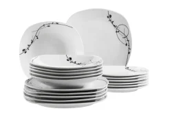 Die moderne Hausfrau Tellerset, Porzellan Londra 6 x Speiseteller, 6 x Suppenteller, 6 x Dessertteller