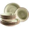 Die moderne Hausfrau Teller-Set, Steingut Lumaca Olivgrün