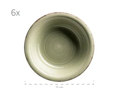 Die moderne Hausfrau Teller-Set, Steingut Lumaca Olivgrün