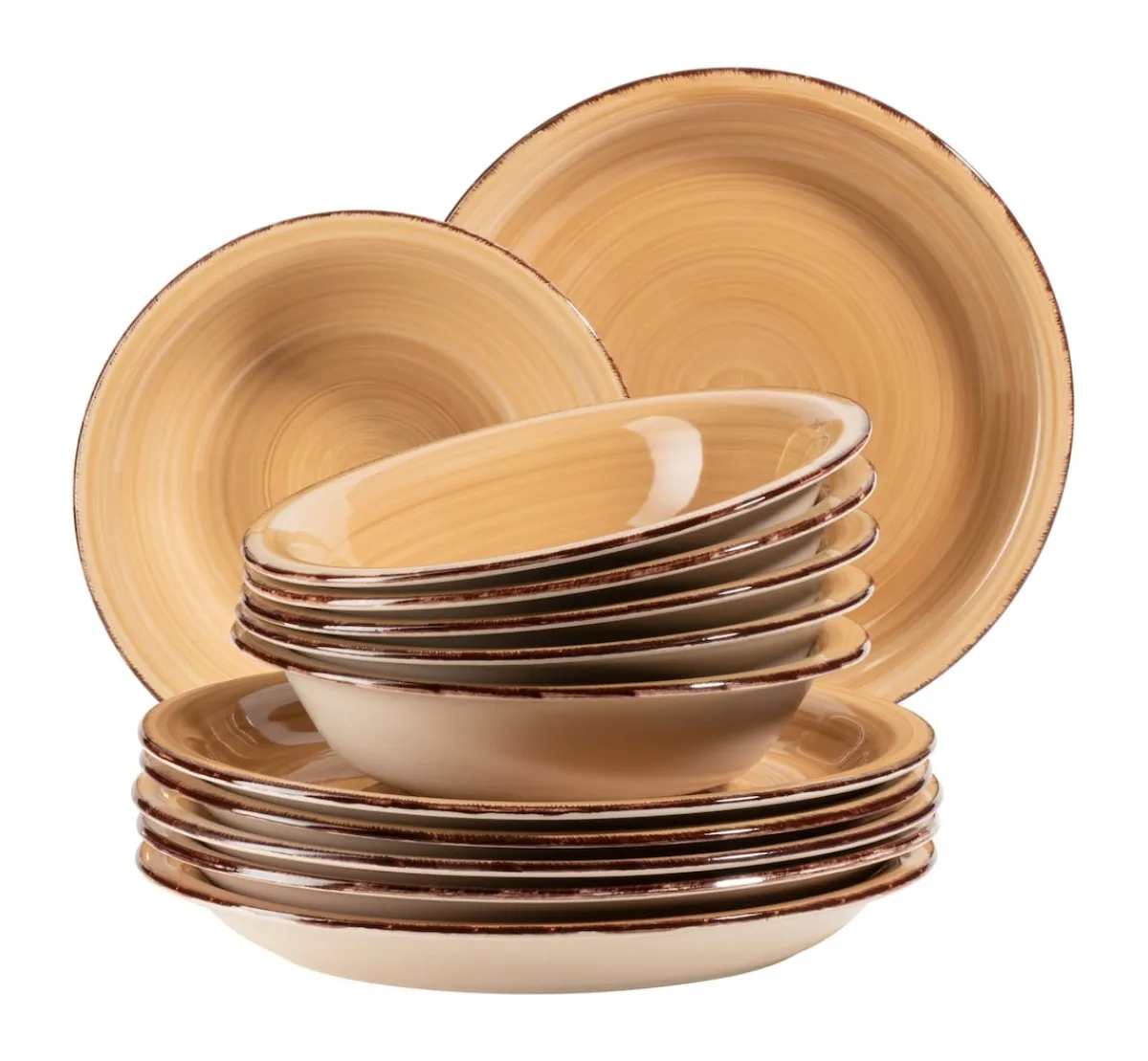 Die moderne Hausfrau Teller-Set, Steingut Lumaca Olivgrün