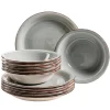 Die moderne Hausfrau Teller-Set, Steingut Lumaca Rauchblau