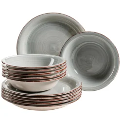 Die moderne Hausfrau Teller-Set, Steingut Lumaca Rauchblau