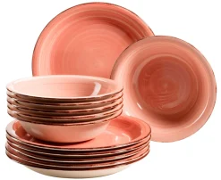 Die moderne Hausfrau Teller-Set, Steingut Lumaca Koralle