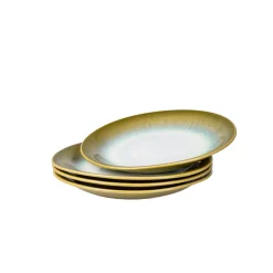 Die moderne Hausfrau Teller-Set, Steinzeug Flussufer blau, grün, weiß