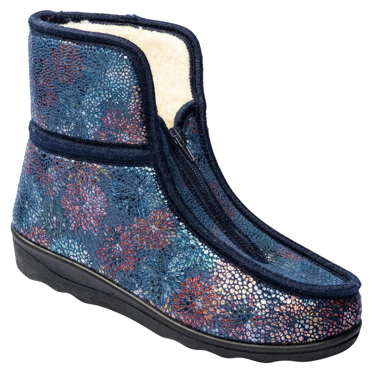 Damen Die moderne Hausfrau Thermo-Hausschuh „Fleur“ blau