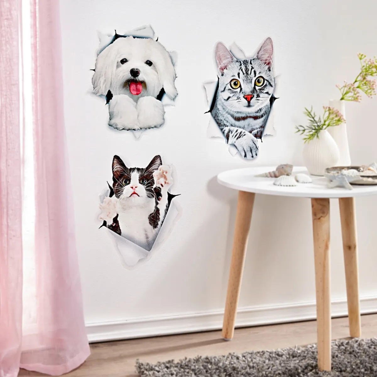 Die moderne Hausfrau Wandsticker "tierische Freunde" Katze, schwarz-weiß