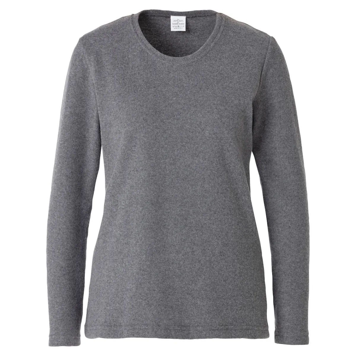 Damen Die moderne Hausfrau Warmer Damen- Pullover, fein gerippt grau