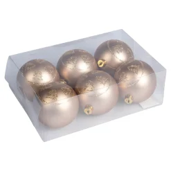 Die moderne Hausfrau Weihnachtskugel-Set, 6 Stück Rosé-Glitter