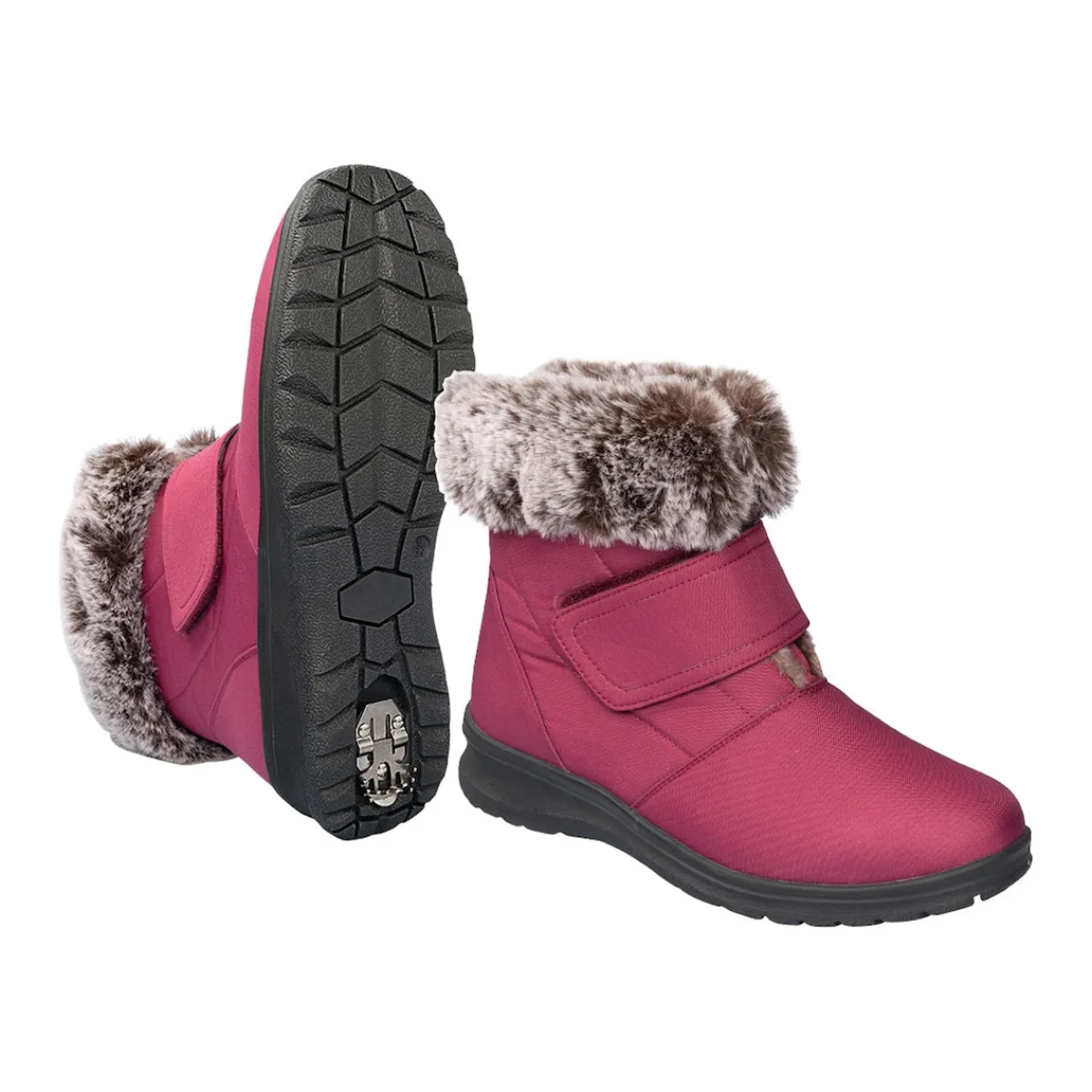 Damen Die moderne Hausfrau Winterstiefelette mit Spikes & Klett „Monika“ beere