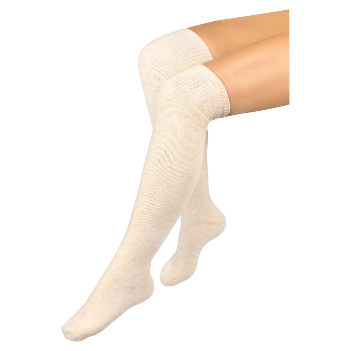 Die moderne Hausfrau Wärme-Kuschelkniestrümpfe „Extra lang“ beige
