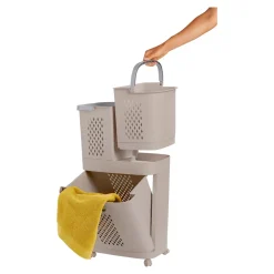 Die moderne Hausfrau Wäschekorb-Organizer "3 in 1" taupe