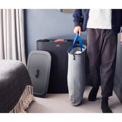 Die moderne Hausfrau Wäschesammler, Wäschekorb Tota Trio mit Deckel, 3 Fächer, 90 l schwarz