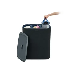 Die moderne Hausfrau Wäschesammler, Wäschekorb Tota Trio mit Deckel, 3 Fächer, 90 l schwarz