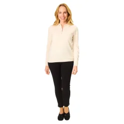Damen Die moderne Hausfrau Zip-Pullover „Cashmerelike“ creme